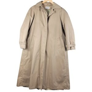 Vintage 70s J G Hook Trench Coat Womens Size 8 Kahki Tan Button Up Made in USA